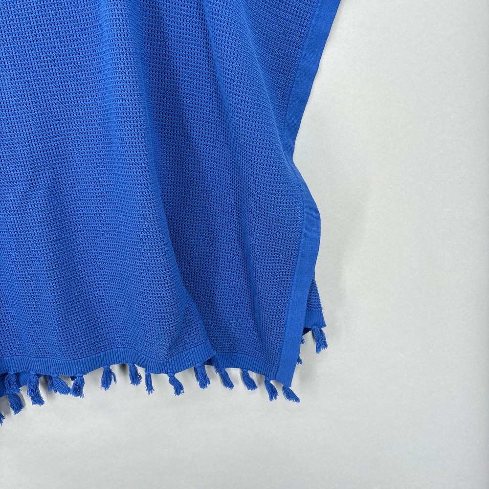 J McLaughlin Poncho Sweater Top Pullover‎ Blue Fringe Tassel Asha Open One Size - Picture 3 of 11
